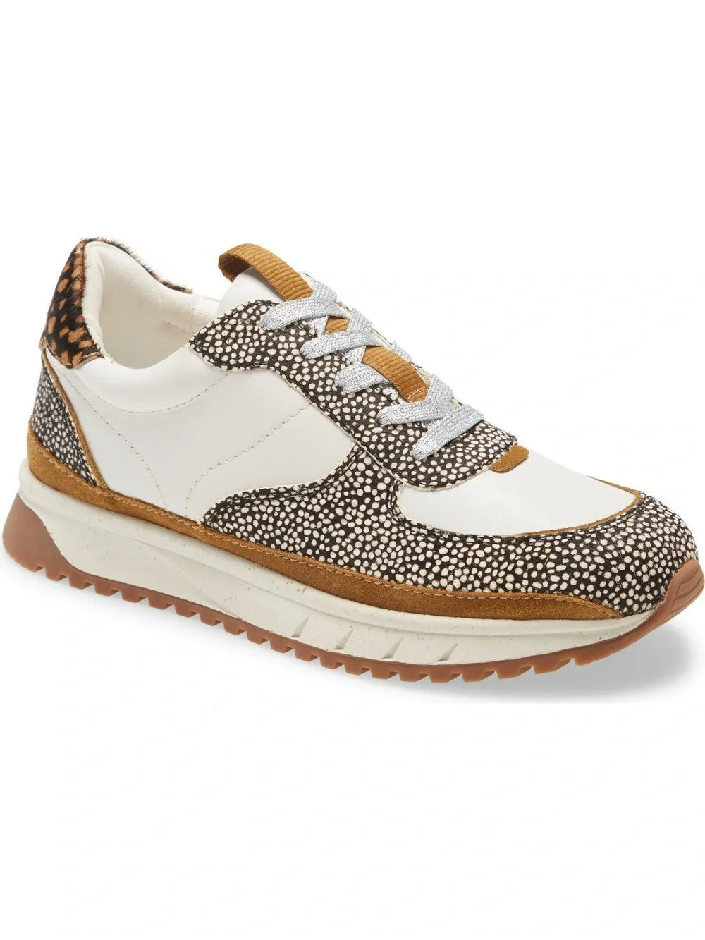 Madewell White, Black Speckle & Tan Mixed-Media Sneaker